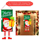 HULIANFU Merry Christmas Hanging Flag Christmas Decorations For Home Door Christmas Ornaments Xmas Gifts Navidad Decor 2023 New Year