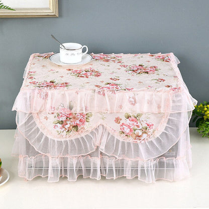 HULIANFU Polyester Yarn Edge Pastoral Lace Style Microwave Dust Cover Home Kitchen Appliances Microwave Oven Emergency Dust Cover