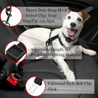 HULIANFU Pet Dog Cat Car Seat Belt Dog Accessories Adjustable Harness Lead Leash Small Medium Travel Clip Puppy Collar Leash Pet Supplies