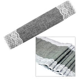 HULIANFU Rustic Burlap Lace Table Runner Natural Imitated Linen Tea Table Cover Table Runners for Wedding  Decor Christmas Birthday Party