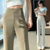 Clothing Solid Womens Tailoring Pants Work Trousers for Women Sexy Skinny Slim Office Wide Leg Leggings Elastic Waist Long G 90s