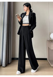 Autumn Slim High Waist Straight Women's Pants Casual Solid Color Loose Chic Female Wide Leg Pants Fashion Office Ladies
