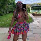 hulianfu Lokar New Bandana Print Bikini Sexy Suits Women Fashion Summer Suit Women Elegant Mini Cake Skirts Suits Female Ladies