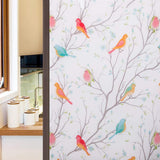 HULIANFU Privacy Window Film Opaque Non-Adhesive Bird Decals Decorative Glass Covering Static Cling Tint Frosted Window Stickers for Home