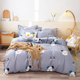 HULIANFU  Soft Bedding Set with Fitted Sheet Duvet Cover Pillowcase Boys Girls Bed Linen Flowers Plant Home Bedclothes