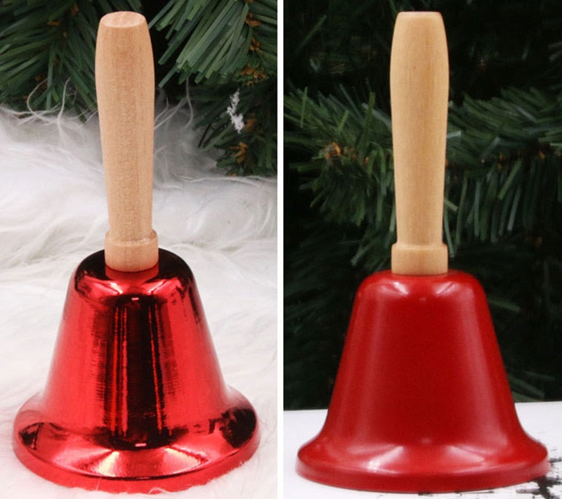 HULIANFU  Christmas Hand Bell Bauble Jingle Bells Gold School Handbell Restaurant Supplies Xmas Noel New Year 2023 Adornos De Navidad