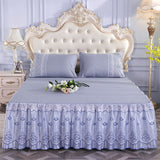 HULIANFU Lace Skirt Bedding Bed Princess Beige Lace Bed Skirt 1 Pair Pillowcase Three-piece Bed Cover Twin Bedspreads