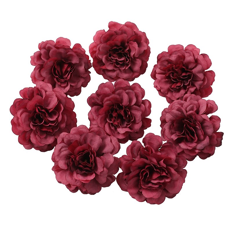HULIANFU Silk Rose Artificial Flowers 5cm Fake Flowers Head For Home Decor Bedroom Wedding Marriage Decoration DIY Bride Wreath Accessory