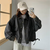 Hulianfu Basic Jackets Women Spring Chic Denim Harajuku Baggy Youth Female Short Outwear Korean Tassel All-match Preppy Girl Streetwear