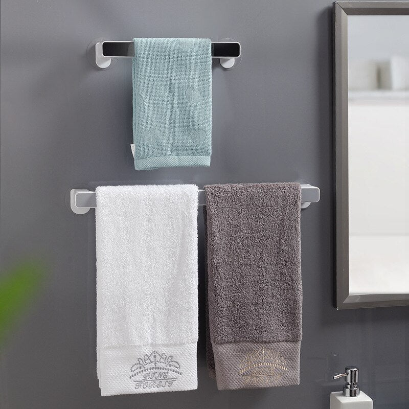 HULIANFU Single Towel Bars Wall Mounted Bathroom Towel Hanger No Drilling Holder Self-adhesive Towel Rack Bathroom Kitchen Accessories