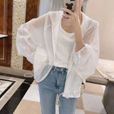 Hulianfu Jackets Women Batwing Sleeve Soft Fashion Summer All-match Simple Solid Elegant Creativity Sun-proof Ladies Korean Style Retro