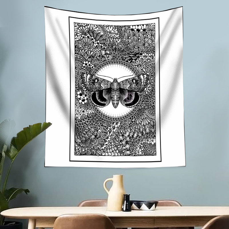 HULIANFU Tarot Card Tapestry Boho Tapestry Wall Hanging Owl Mysterious Witchcraft Beach Moon Phase Aesthetic Room Decor Tapestries Tapiz
