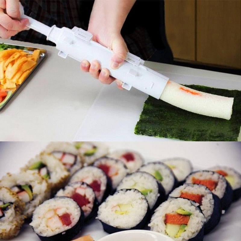 HULIANFU Sushi Maker Roller Rice Mold Bazooka Vegetable Meat Rolling Tool DIY Sushi Making Machine Kitchen Accessories Sushi Tool