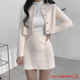 Hulianfu Autumn Winter New Korean Fashion Sweet Women's Suits with Mini Skirt Two-pieces Set Woman Dress Casual Elegant Tweed Suits