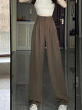 Coffee Colored Wide Leg Pants For Women's Spring And Autumn High Waisted Draped Straight Suit Pants Versatile