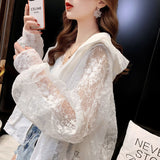 Hulianfu Basic Jackets Women Lace Hollow Out Elegant Sun-proof Summer Vacation Simple All-match Mujer Loose Leisure Thin Korean Fashion