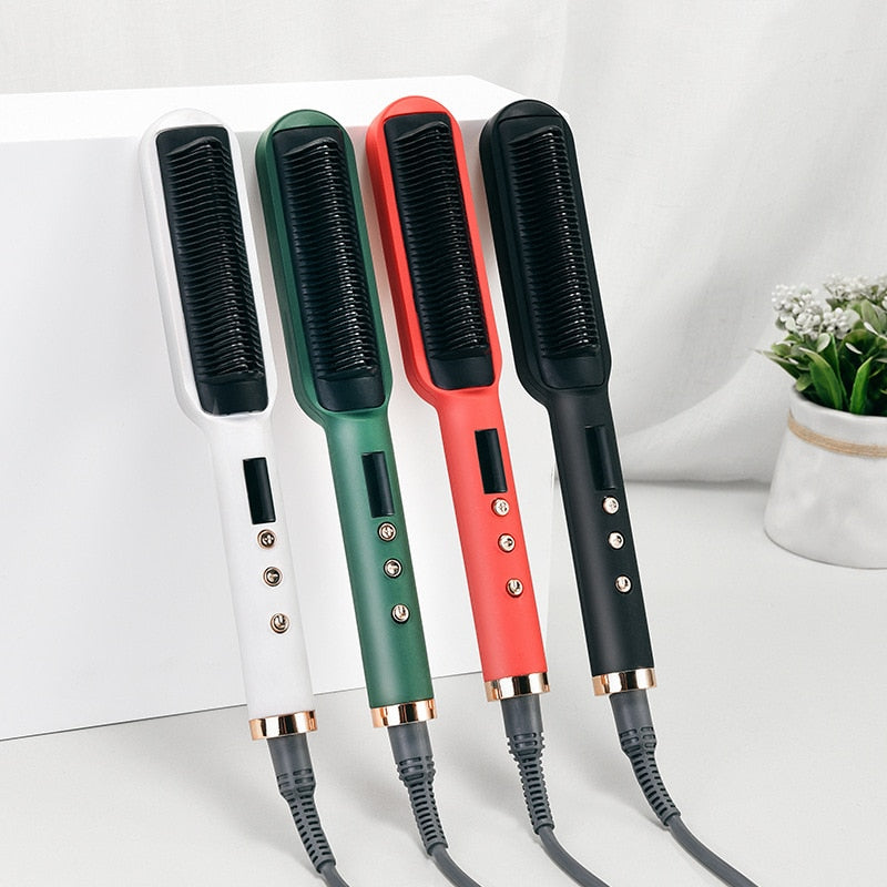 HULIANFU straight hair comb ins negative ion does not hurt hair curler fluffy straight roll dual-use lazy splint portable household