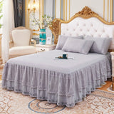 HULIANFU Lace Skirt Bedding Bed Princess Beige Lace Bed Skirt 1 Pair Pillowcase Three-piece Bed Cover Twin Bedspreads