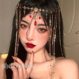 hulianfu exotic headdress Hanfu tassel hair accessories ancient costume forehead eyebrows falling curtain veil