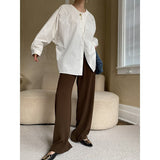 Vertical high-quality elastic waist mopping wide-leg suit pants  early spring new style