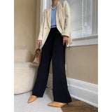 Vertical high-quality elastic waist mopping wide-leg suit pants  early spring new style