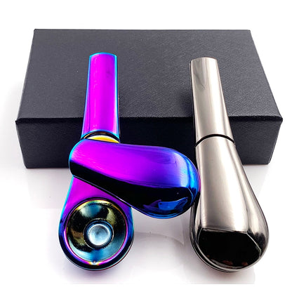 HULIANFU Spoon Smoking Pipe Portable Creative Herb Tobacco Cigarette Ignescent Metal Pipes For Smoking Gift Box