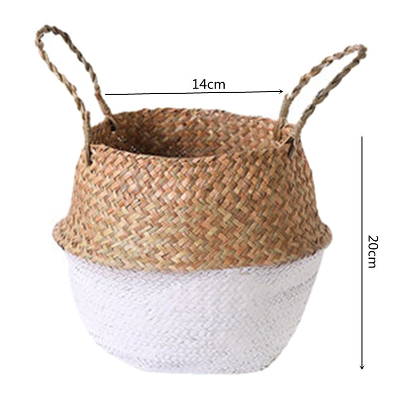 HULIANFU Straw Weaving Flower Plant Basket Grass Planter Basket Indoor Outdoor Flower Pots Cover Plant Containers for Plantable Plants FU