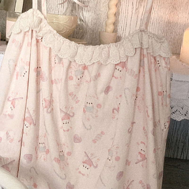hulianfu Cute Pajama Set Women Cotton Rabbit Homewear Sleeveless Tops Shorts 2 Piece Set Sleepwear Kawaii Clothes Sweet Girls Nightwear