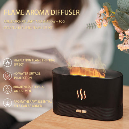 HULIANFU Portable aroma diffuser Simulation Flame USB Ultrasonic Humidifier Home Office Air Humidifier Aromatherapy Flame Lamp Difusor