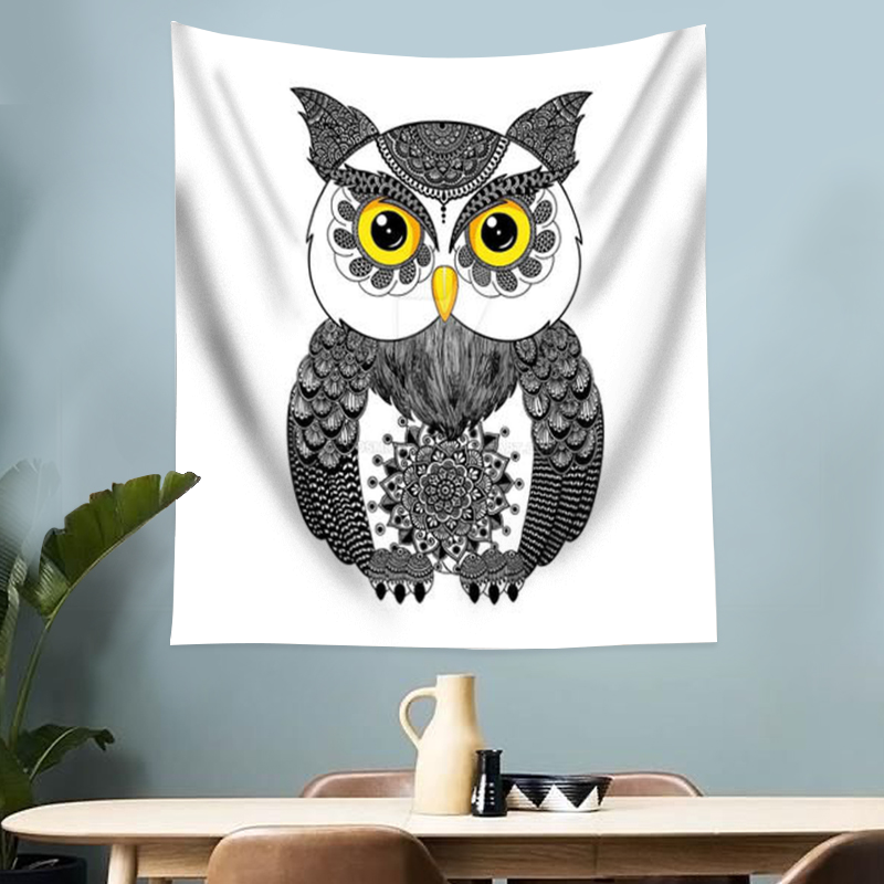 HULIANFU Tarot Card Tapestry Boho Tapestry Wall Hanging Owl Mysterious Witchcraft Beach Moon Phase Aesthetic Room Decor Tapestries Tapiz