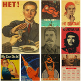 HULIANFU Soviet USSR CCCP Posters Celebrity Stalin Retro Kraft Paper Sticker Vintage Room Home Bar Cafe Decor Aesthetic Art Wall Painting