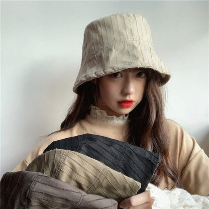 Hulianfu Bucket Hats Women Solid Simple Basic All-match Casual New Design Korean Fashion Sun Protection Streatwear Harajuku College Cozy