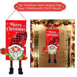 HULIANFU Merry Christmas Hanging Flag Christmas Decorations For Home Door Christmas Ornaments Xmas Gifts Navidad Decor 2023 New Year