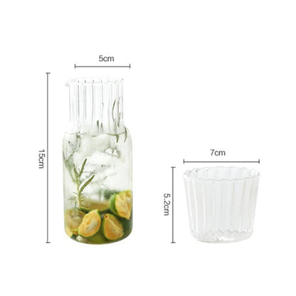 HULIANFU Transparent Color Glass Teacup Set Simple Heat-Resistant Drinking Juice Cup With Tea Pitcher Water Bottle Drinkware