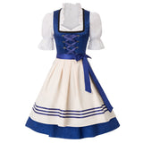 Jasambac Dresses Women Retro 3pcs Set German Bavarian Oktoberfest Costumes Tops+Dress+Apron Gothic Maid Outfit Summer Dress