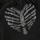 Hulianfu Off Shoulder Sexy Gothic Crop Top T-Shirts Women Clothes crop Rhinestone Skeleton Grunge Clothing Tee Y2K Shirt Core Tops vegan