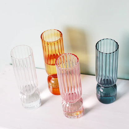 HULIANFU Nordic Glass Vase Small Glass Vases Flower Arrangement Home Decoration Accessories Modern Living Room Glass Ornament
