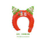 HULIANFU 2023 5pcs Christmas Hair Band Foil Inflate Balloons Santa Claus Snowman Headbands Balloon Kids Christmas Gifts Toys Balloon Balls