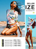 Women Swimsuit Bathing Suit 2 Pieces Swimwear Long Sleeves Floral Print Female Bikini Suits Rash Guard Fashion New