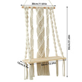 HULIANFU Macrame Shelves For Bedroom &amp; Plant Boho Home Decor Christmas Decoration Wooden Wall Shelf Candle Holder Floating Shelves Gift