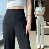 Clothing Solid Womens Tailoring Pants Work Trousers for Women Sexy Skinny Slim Office Wide Leg Leggings Elastic Waist Long G 90s