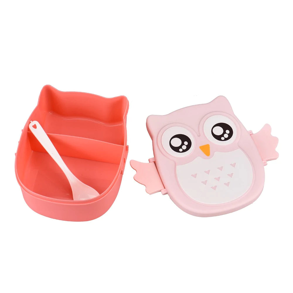 HULIANFU Owl Shaped Lunch Box With Compartments Lunch Food Container With Lids Almacenamiento Cocina Portable Bento Box For Kids School