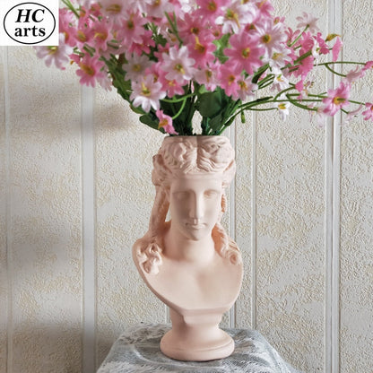 HULIANFU W&amp;G Nordic Vase Home Decor Vase Creative Human Head Portrait Flower Vases Room Decoration Resin David Flower Vase Room Decor