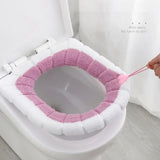 HULIANFU Winter Warmer Toilet Seat Cover Mat Bathroom Toilet Pad Cushion with Handle Thicker Soft Washable Closestool Warmer Accessories