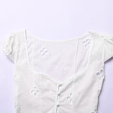 hulianfu hulianfu Sexy Hollow Out Midi Dress for Women Summer Elegant Chic V-Neck Slim Party Dress White Short Sleeve Casual Dress