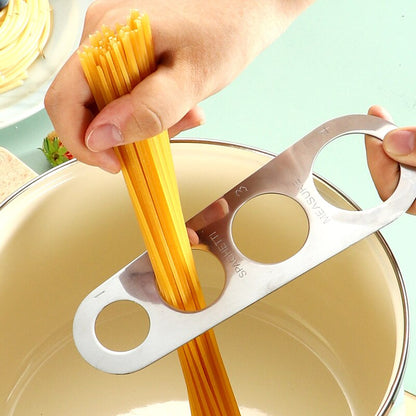 HULIANFU Stainless Steel Spaghetti Ruler Pasta Measuring Device Spaghetti Kitchen Gadget 4-hole Rice Noodle Measuring Device Pasta Cutter
