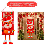 HULIANFU Merry Christmas Hanging Flag Christmas Decorations For Home Door Christmas Ornaments Xmas Gifts Navidad Decor 2023 New Year