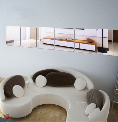 HULIANFU Self-adhesive 3D Square Acrylic Mirror Wall Stickers DIY Free Combination Stickers For Living Room Porch Background Decoration