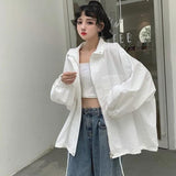 Hulianfu Women Basic Jackets Solid Turn-down Collar All-match Bf Harajuku Batwing Sleeve High Street Casual Teens Sun Protection Hot Sale