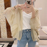 Hulianfu Jackets Women Batwing Sleeve Soft Fashion Summer All-match Simple Solid Elegant Creativity Sun-proof Ladies Korean Style Retro